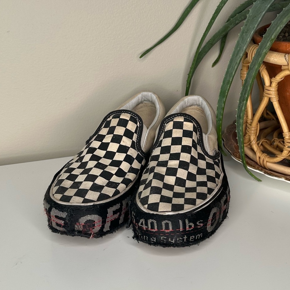 Custom Vans Checkerboard Slip-Ons w/ Off-White Style Platform Belt Wrap M6.5 W8 - Picture 5 of 13